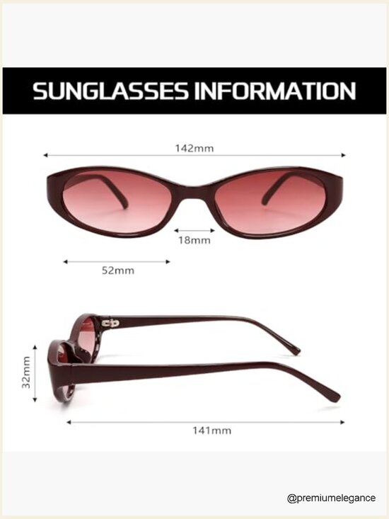 Retro Oval Sunglasses Cat Eye 90s Small Chic Lightweight UV Protection main image 4